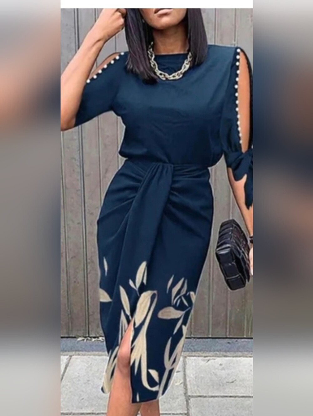 Boutique Collection Royal Blue Pearl Embellished MIDI Dress - Us 14